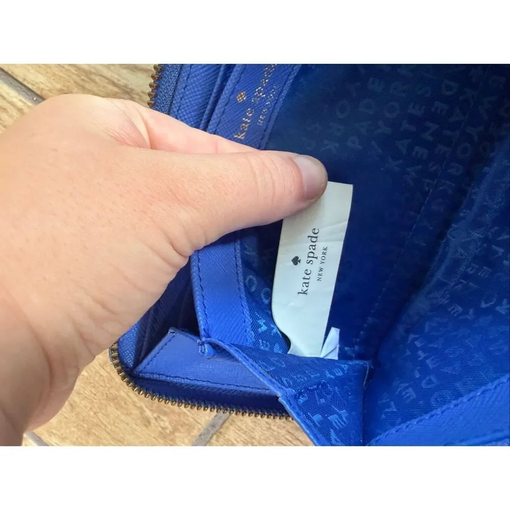Kate Spade Make a Splash Neda Wallet Blue Stripe Sunglasses Zip Around Clutch
